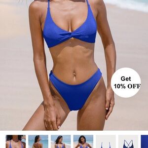 Vibrant Blue Tie-Front Bikini Set for Swim (fits like XS)